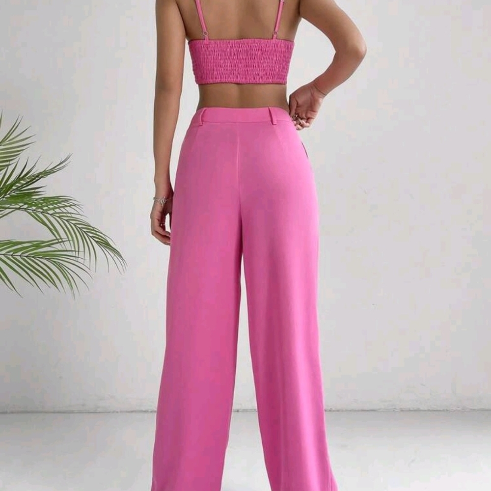 Elegant Pink Women's Wide-Leg Pants
